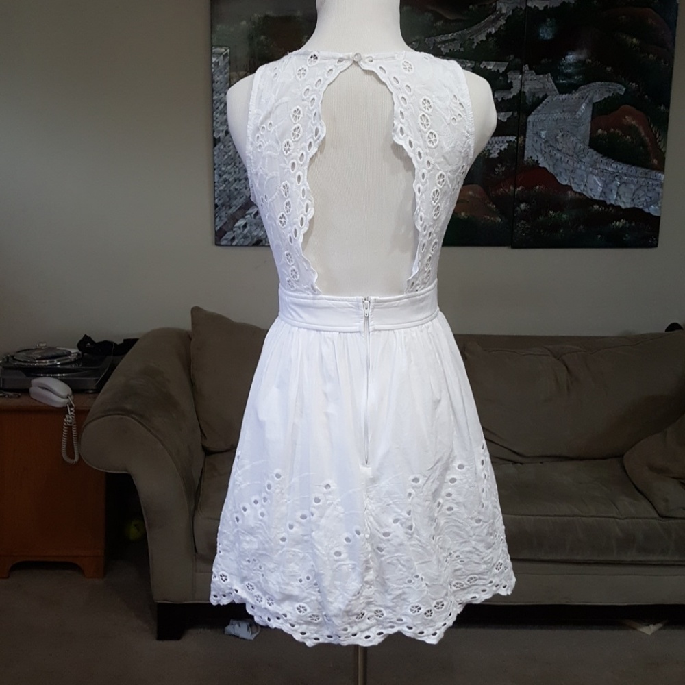 Juniors' Cotton Scallop Back Embroidered Dress - Picture 2 of 3